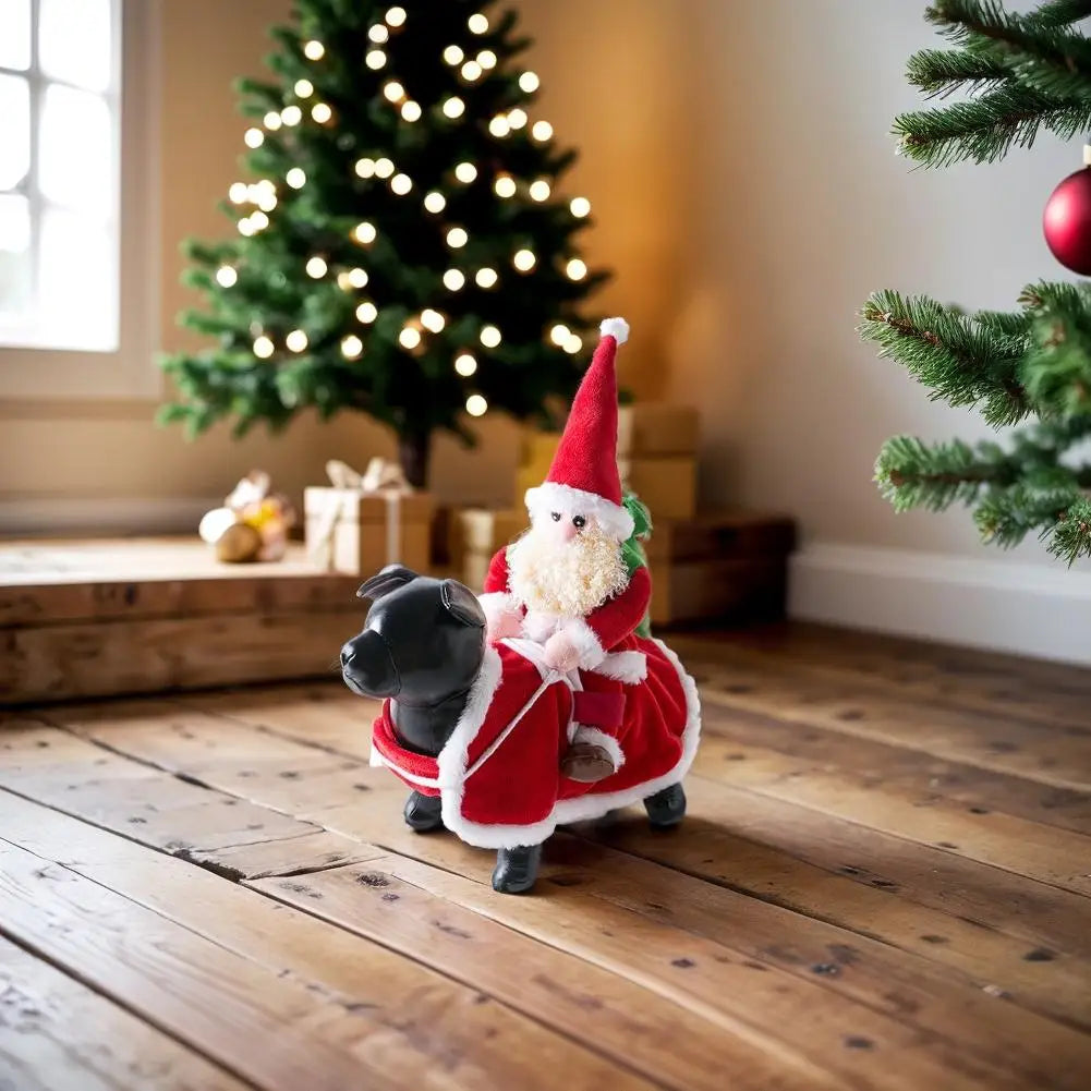 Christmas Dog Costume Funny Christmas Santa Claus Riding on Dog Cat Holiday Outfit Clothes Dressing up ew Year Puppy Clothing