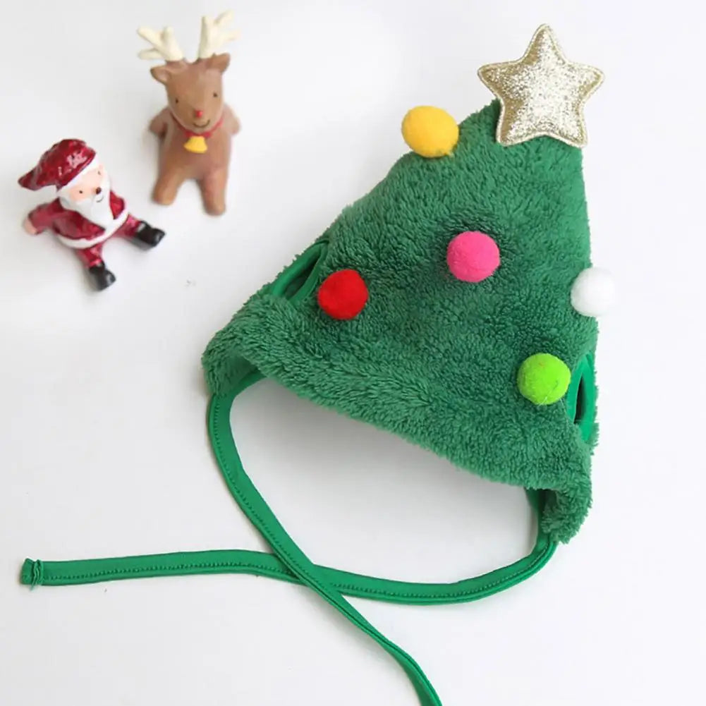 Cozy Pet Christmas Outfit Festive Christmas Pet Outfit Set with Tree Pom-pom Hat Bib for Small Dogs Cats Holiday Costume Santa