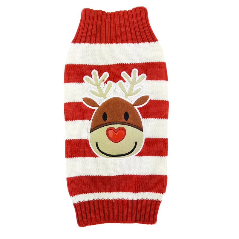 Christmas Warm Clothes for Dogs Small Medium Large Dog Winter Sweater Pet Clothing Knitted Coat Cartoon Striped Big Dog Clothes
