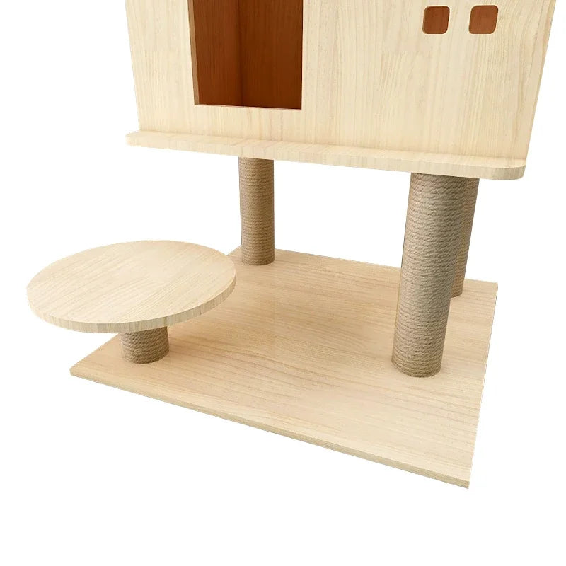 Multi Level Wooden Cat Condo House Soft Covered Accessories Large Cat Tree Pet Products 2021 Pet Accessories gatos Modern Large