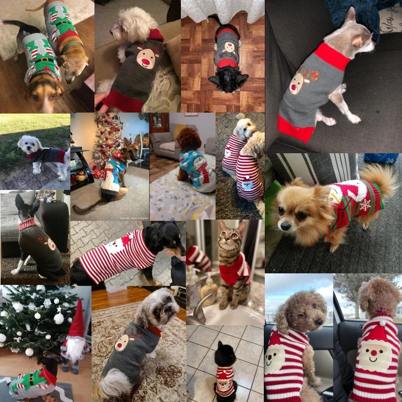 Christmas Warm Clothes for Dogs Small Medium Large Dog Winter Sweater Pet Clothing Knitted Coat Cartoon Striped Big Dog Clothes