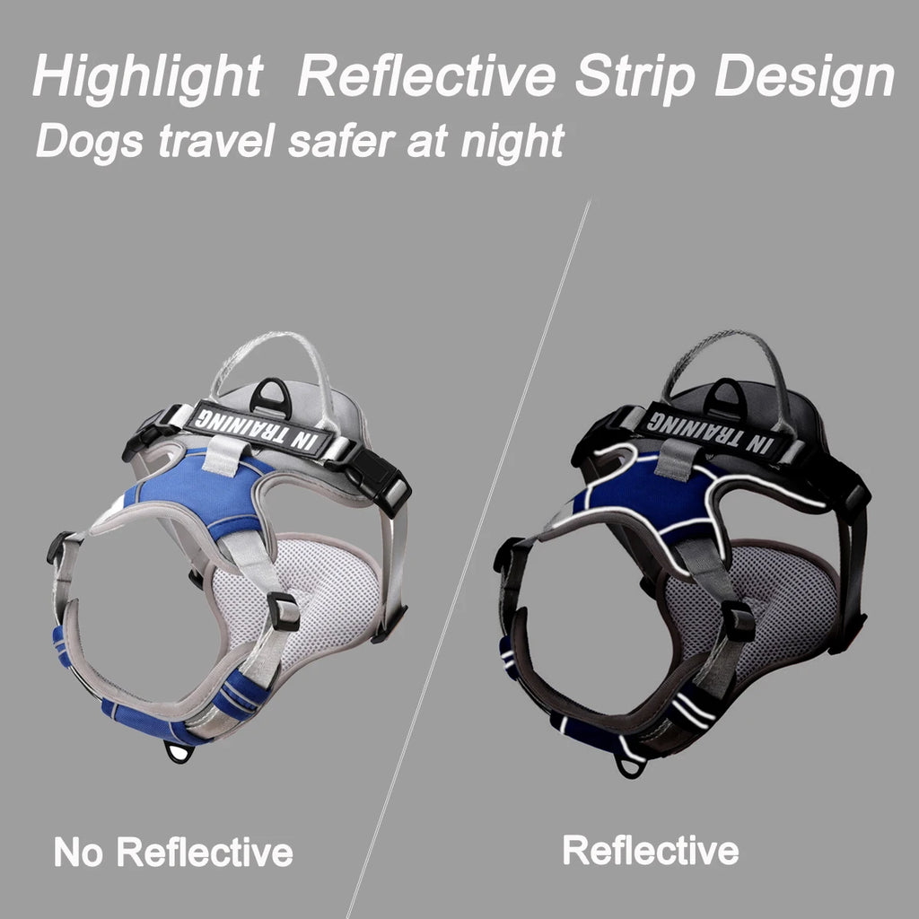 Dog Harness No Pull Outdoor Travel Dog Safety Vest Training Walking Adjustable Reflective Pet Harness for Medium Large Dogs