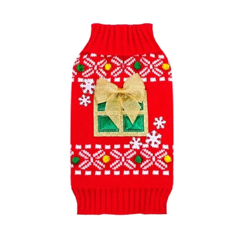 Christmas Warm Clothes for Dogs Small Medium Large Dog Winter Sweater Pet Clothing Knitted Coat Cartoon Striped Big Dog Clothes