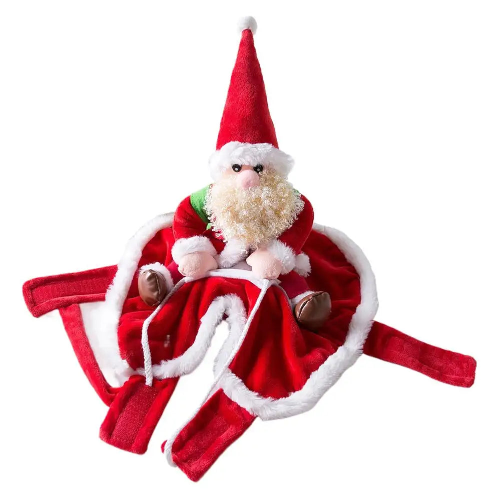 Christmas Dog Costume Funny Christmas Santa Claus Riding on Dog Cat Holiday Outfit Clothes Dressing up ew Year Puppy Clothing