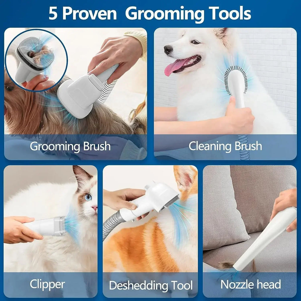 Dog Grooming Kit for Pet Include 4 Hair Clipper Combs 2.5L Vacuum Cleaner and 5 Pet Grooming Tools for Shedding