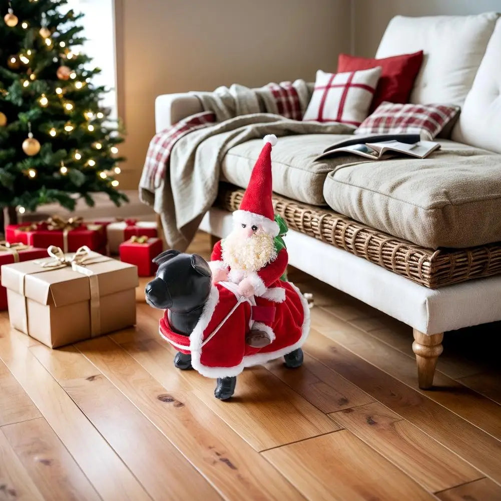 Christmas Dog Costume Funny Christmas Santa Claus Riding on Dog Cat Holiday Outfit Clothes Dressing up ew Year Puppy Clothing
