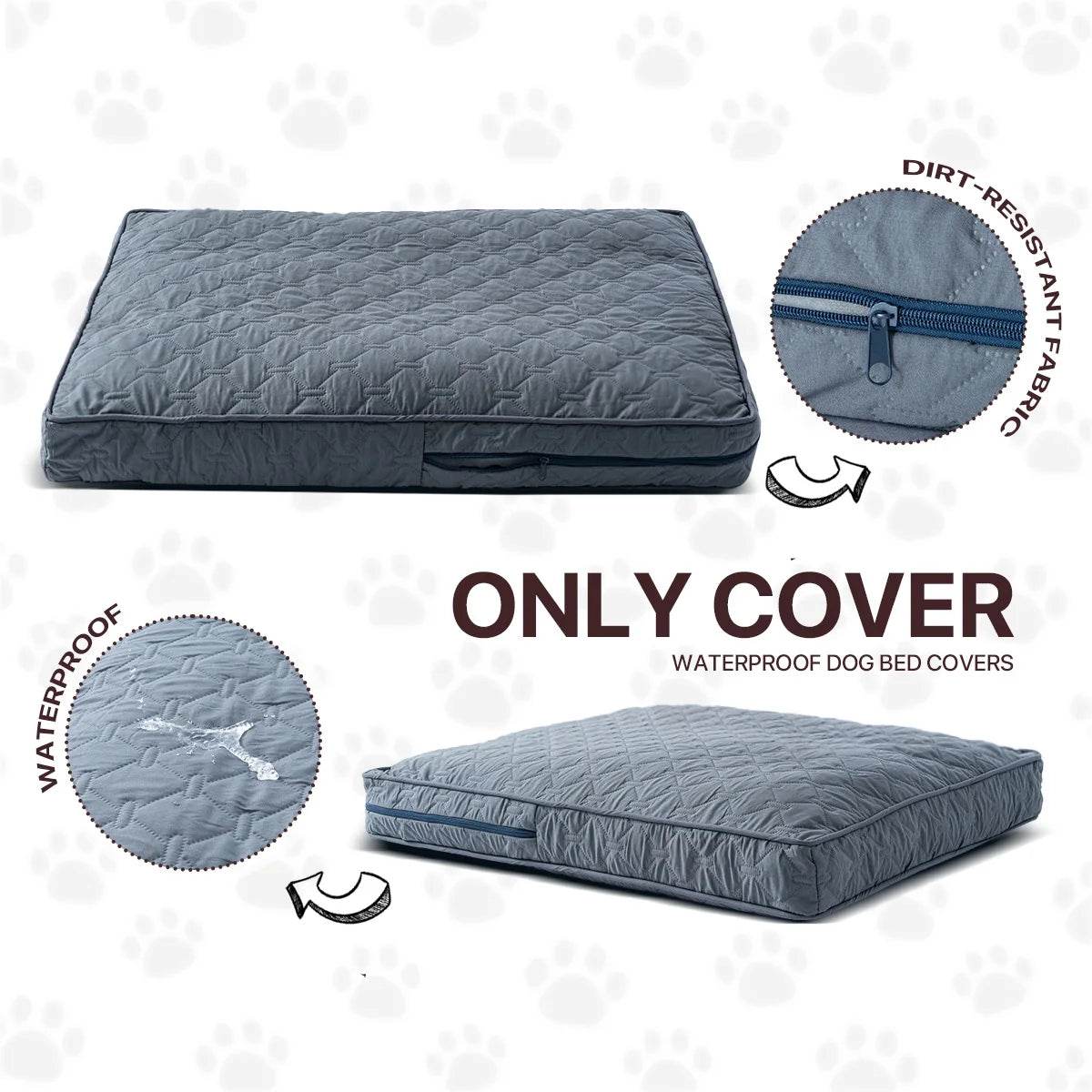 1 pc Orthopedic Dog Beds Cover for Large Dogs, Dog Bed Washable Cover Foam Pet Mat, Multi-Needle Quilting Dog Crate Bed Cover
