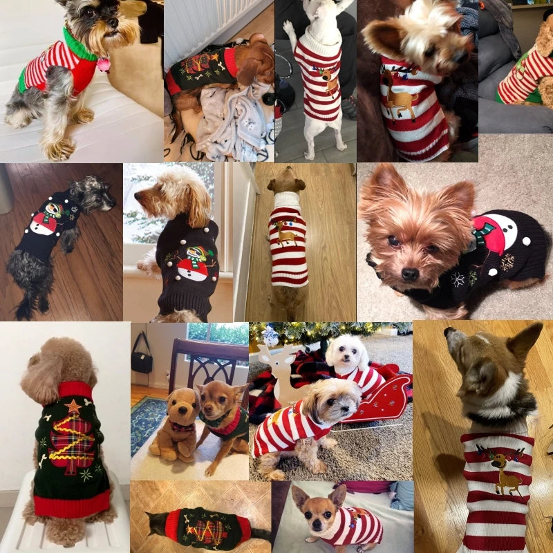 Christmas Warm Clothes for Dogs Small Medium Large Dog Winter Sweater Pet Clothing Knitted Coat Cartoon Striped Big Dog Clothes